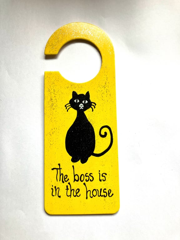 Cat door handle sign