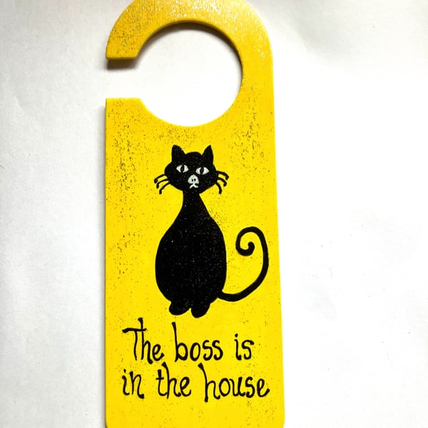 Cat door handle sign