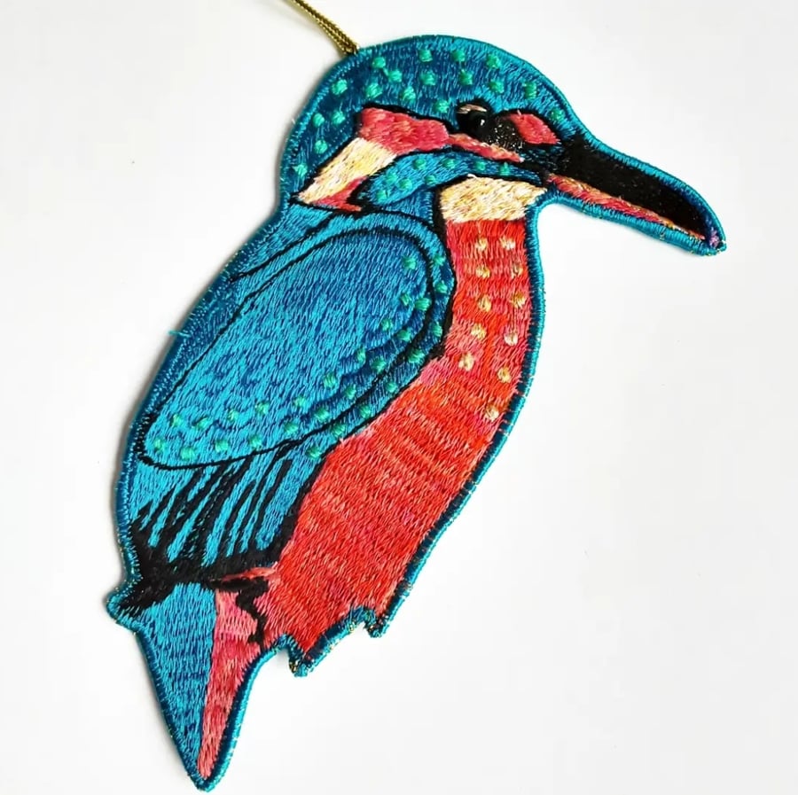 Kingfisher Embroidered Hanging Decoration 