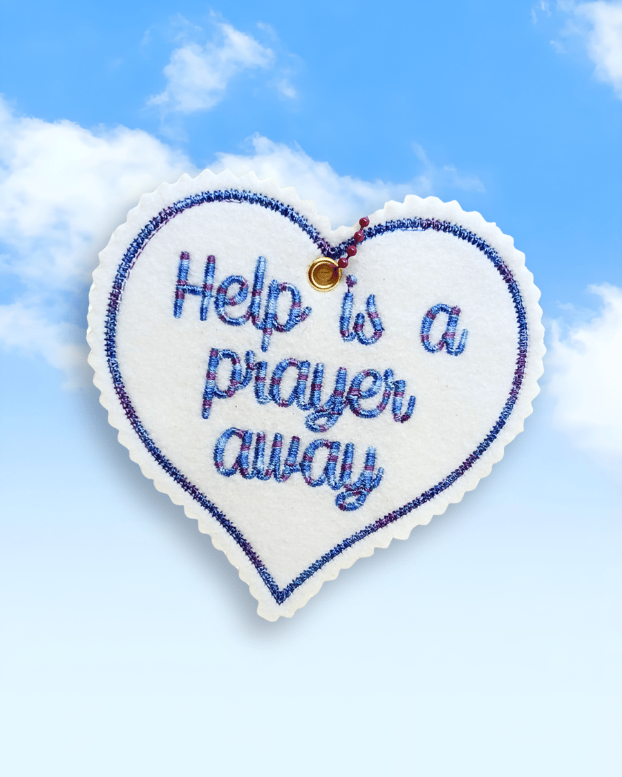 Embroidered Mini Heart Decorations with Inspirational Quote