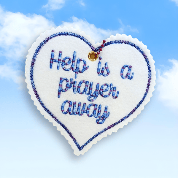 Embroidered Mini Heart Decorations with Inspirational Quote