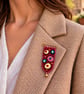 OOAK Needle felted & hand embroidered safety pin brooch. (No.6) - Image 3