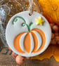 Small ceramic pumpkin decoration with star - Image 1