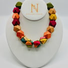 Colour Burst Geometric Wood Necklace