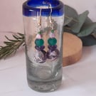 Purple, lilac and black dangly polymer clay earrings 