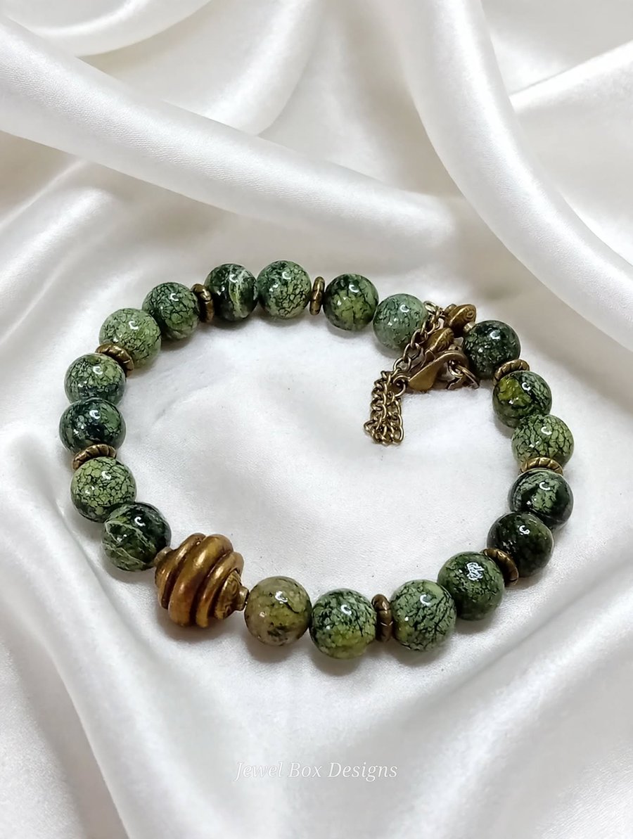 Serpentine with Bronze Bracelet