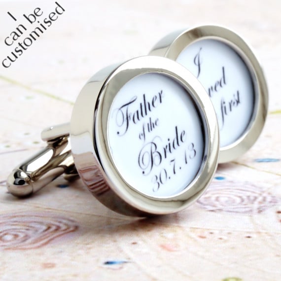 Custom Father of the Bride Cufflinks 'I loved her first' with Wedding Date