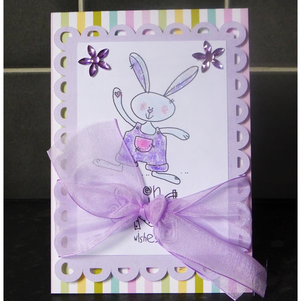 Easter Hare in Lilac with Flowers (EAS289)