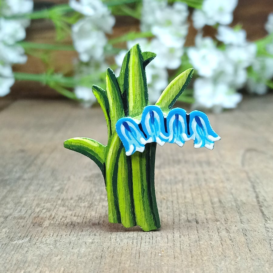 Bluebell Brooch, Bluebell Gift, Handmade Bluebell Pin, Blue Wildflower Brooch