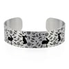 Rabbit jewellery cuff bracelet, brushed silver with rabbits, bunny gifts. B472