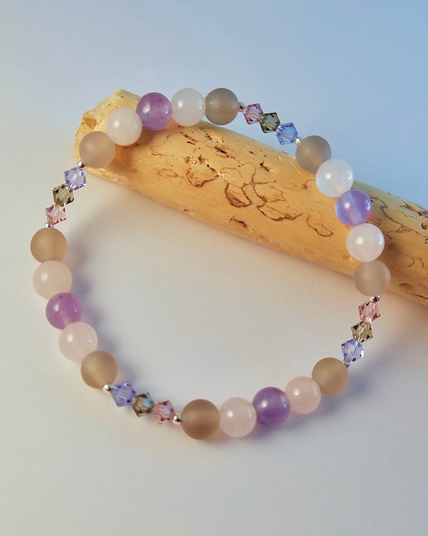 Mixed Quartz, Agate & Crystal Bracelet, Birthday, Anniversary Gifts For Her