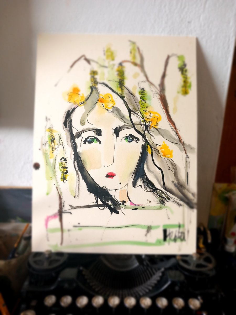  'Catkin primrose'  inky portrait 