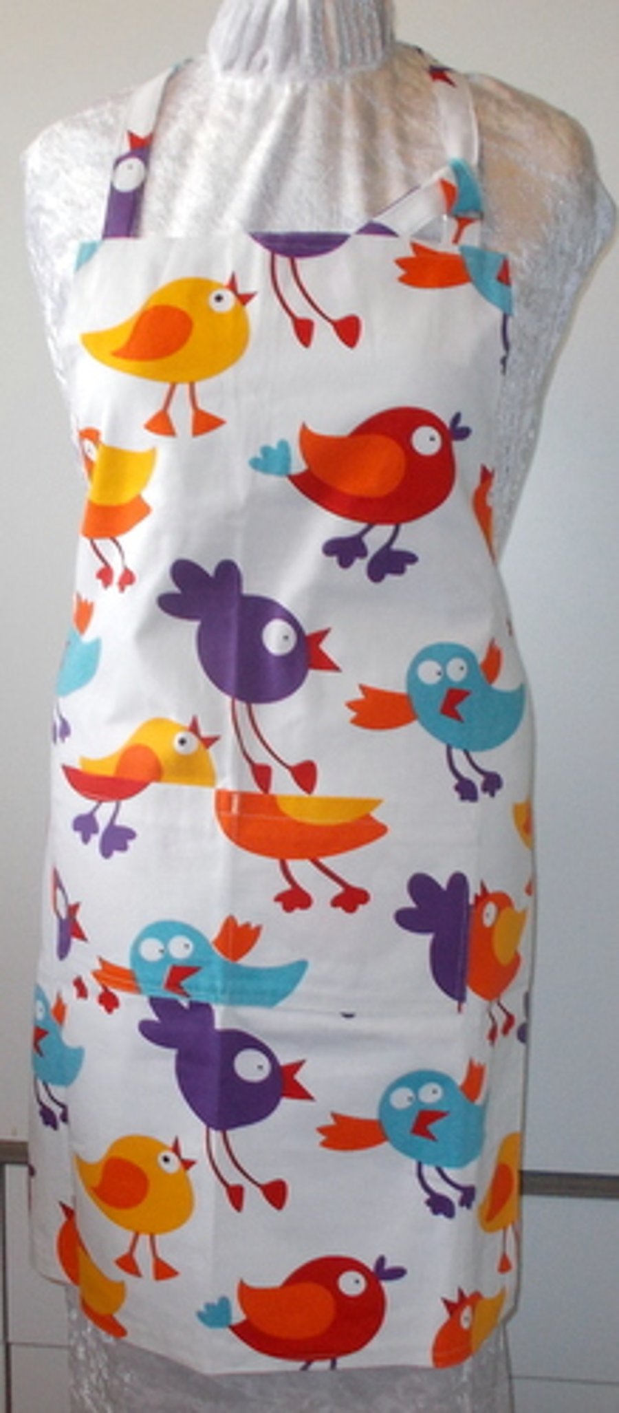 Hand made full apron with fun chicken print
