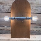 Handmade Twin-Lamp Industrial Skateboard Table Lamp – Galvanised Steel – Rustic 