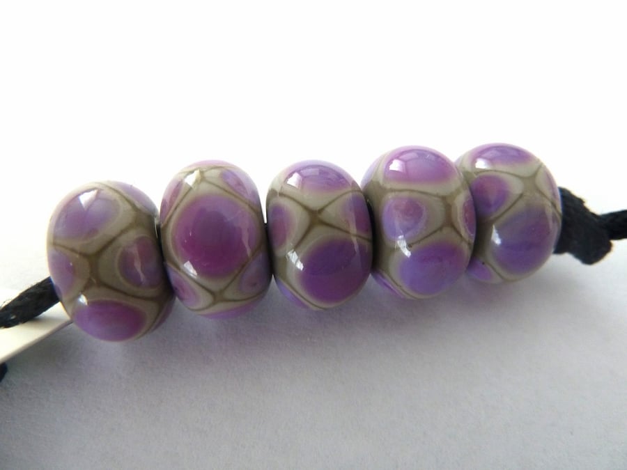 purple spot, handmade lampwork glass beads