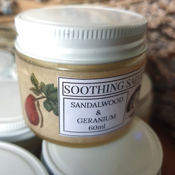 Sandalwood & Geranium hand salve,  balm, moisturiser, handmade, 60ml, 