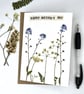 Handmade Real Pressed Forget-me-not, cow parsley, Mother's day Greeting Card