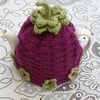 Crochet Tea Cosy/Plum with stalk and flowers (Made to order)