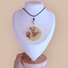 Deer Decoupage Shell Pendant Necklace 