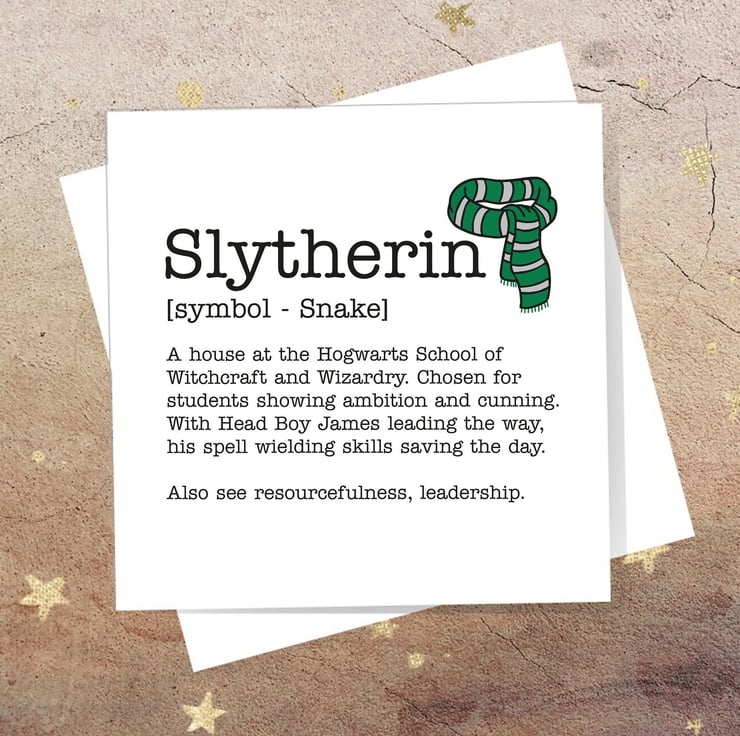 Personalised Slytherin Definition Card, Harry P... Folksy