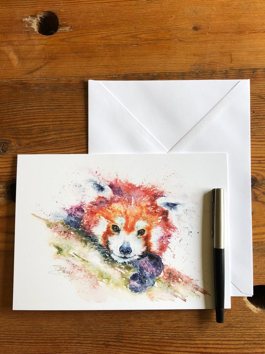 Red Panda Card, Red Panda Greetings Card, Birthday Card, Watercolour Art Card, N