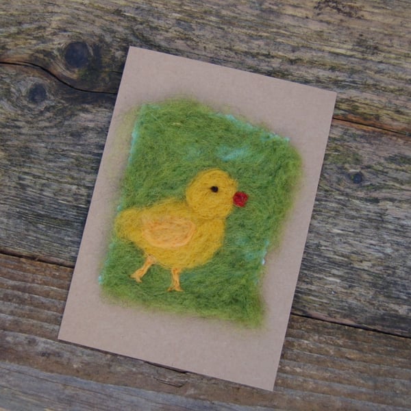 Easter Card Chicken Needle felt wool card