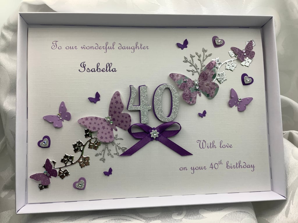 Personalised Birthday Card Gift Boxed Daughter Granddaughter Any Age 21 30 40 50