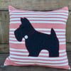 Striped Cushion with terrier design Seconds Sunday
