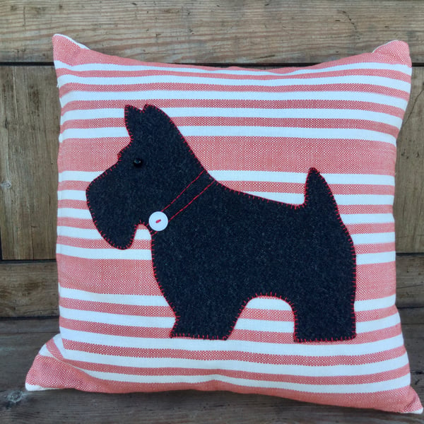 Striped Cushion with terrier design Seconds Sunday