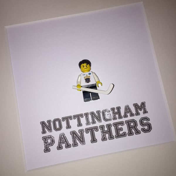 NOTTINGHAM PANTHERS - Framed custom Lego minifigure - Ice hockey