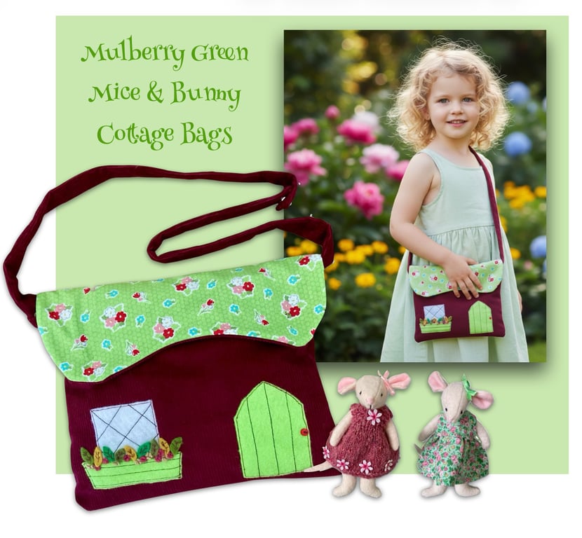 Red and Green Mouse or Bunny Cottage Over the Shoulder Bag