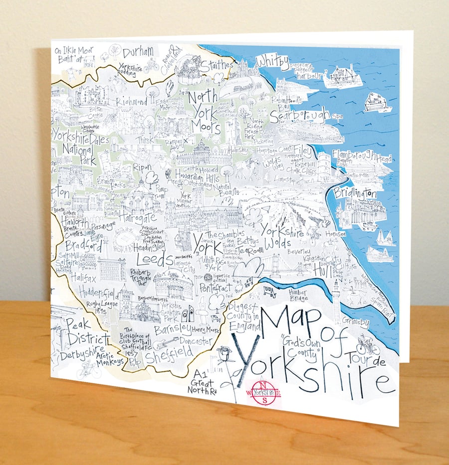 Yorkshire Map Greetings Card