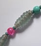 Retro Style Pink & Turquoise Reclaimed Beaded Necklace (Peppermint Candy) - Image 4