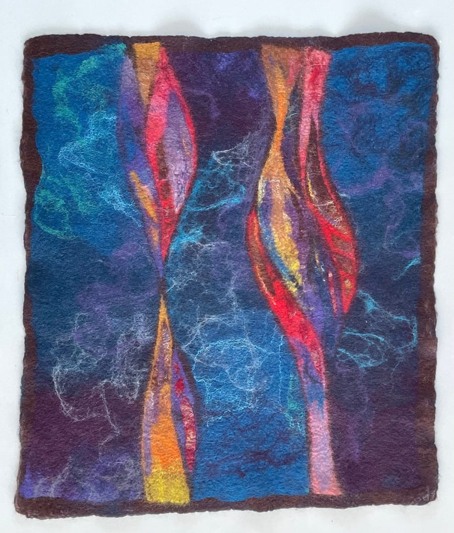 Wool Picture Felted Artwork Handmade Abstract Felt Fiber Painting Original Uniqu