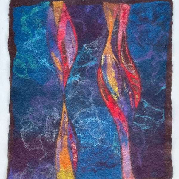 Wool Picture Felted Artwork Handmade Abstract Felt Fiber Painting Original Uniqu