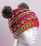  Hat Cute crochet with handmade faux fur pompoms - Image 5