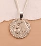 Mother Goose Engraved Sterling Silver Coin Necklace