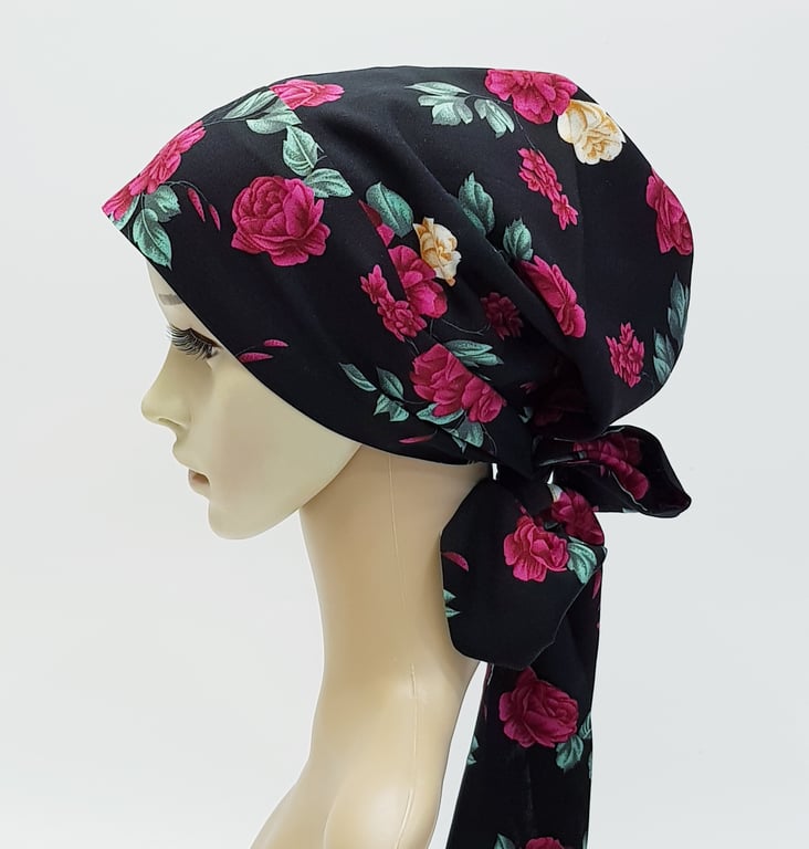 Chemo head wear, alopecia hair loss head scarf, full head covering, bonnet