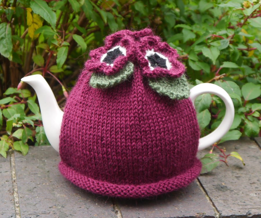 Tea Cosy Dark Pink Flowers