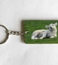 Sleepy Lamp Wooden Keyring - Image 1