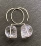Quartz Rock Crystal Skull Hoop Earring. All 925 Sterling Silver Hand Forged Wire - Image 3