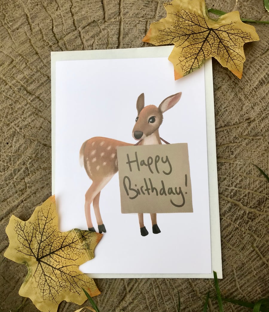 Happy Birthday Deer Greeting Card