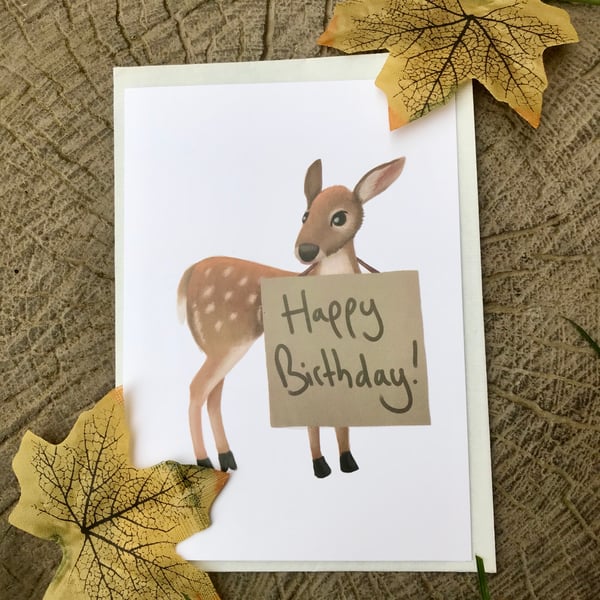 Happy Birthday Deer Greeting Card