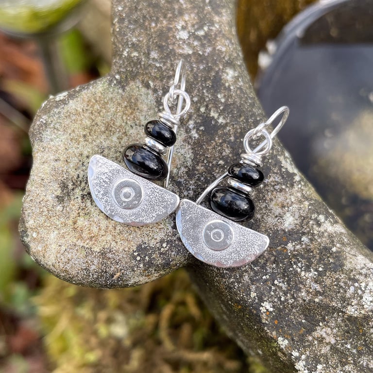 Silver and onyx earrings Ulu 