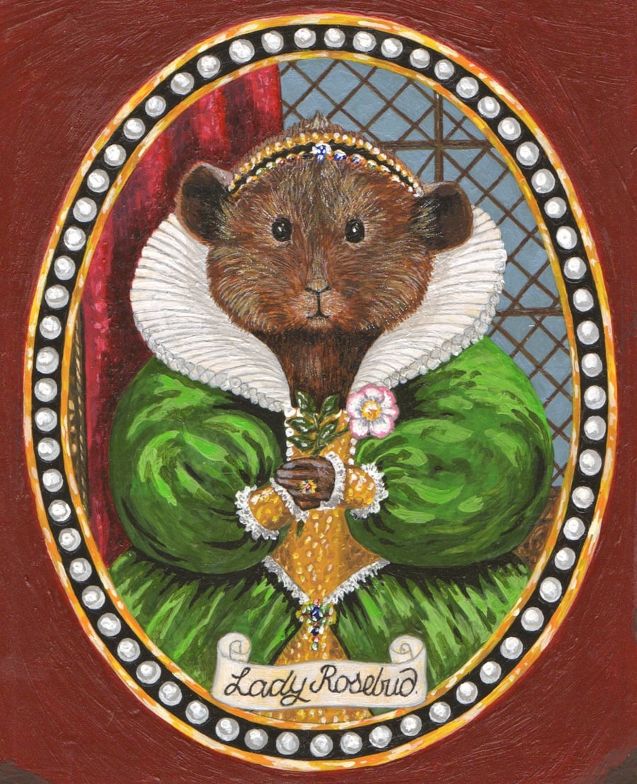 Miniature Portrait of Tudor Guinea Pig Greetings Card