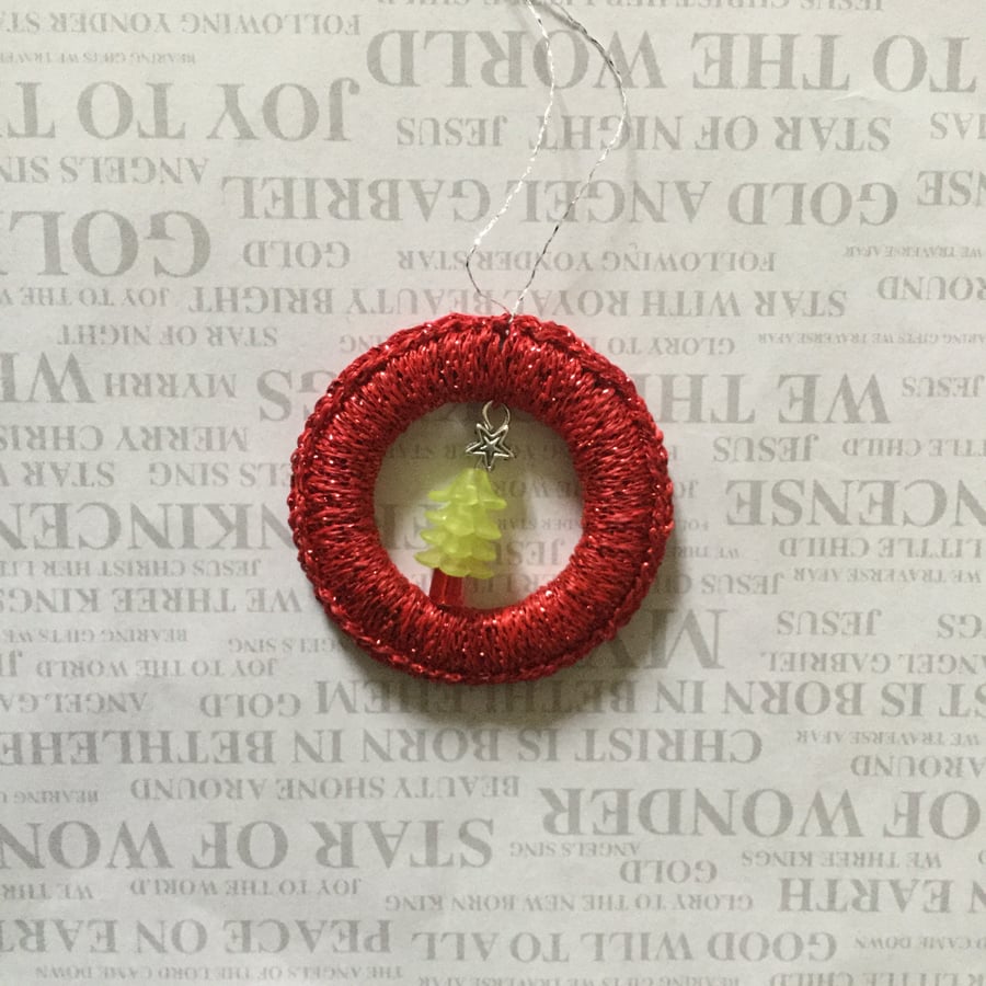 Crochet Christmas Tree Decoration with a Beaded Tree