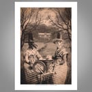 An Accord, Of Sorts - Framed Giclée Art Print - Welsh Folklore, Gothic Tea Party