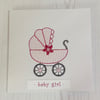 Baby Girl Embroidered greeting card