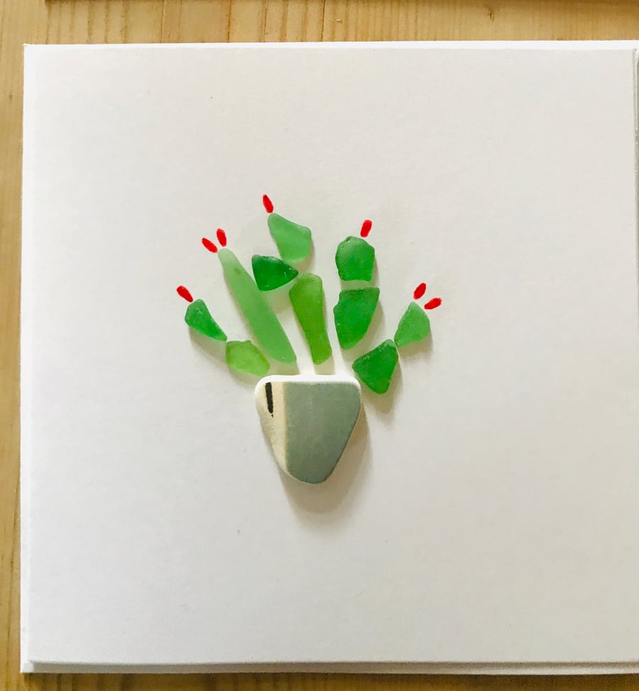 SEA GLASS CACTUS CARD