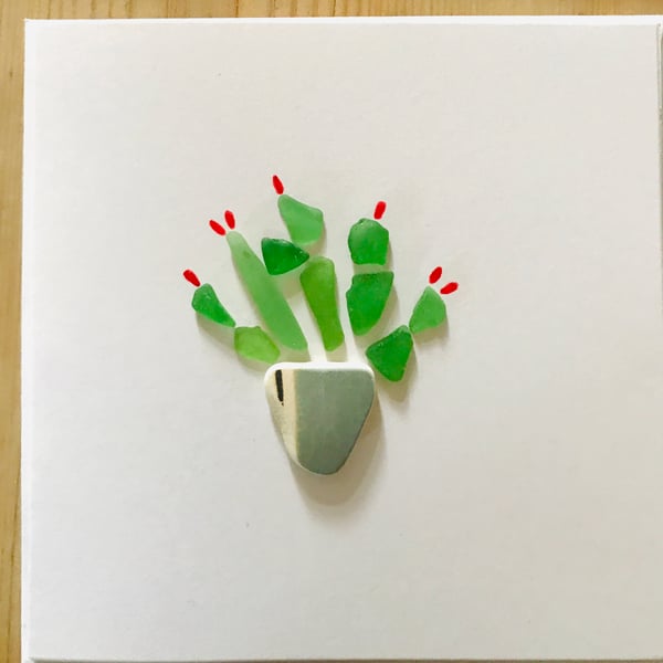 SEA GLASS CACTUS CARD